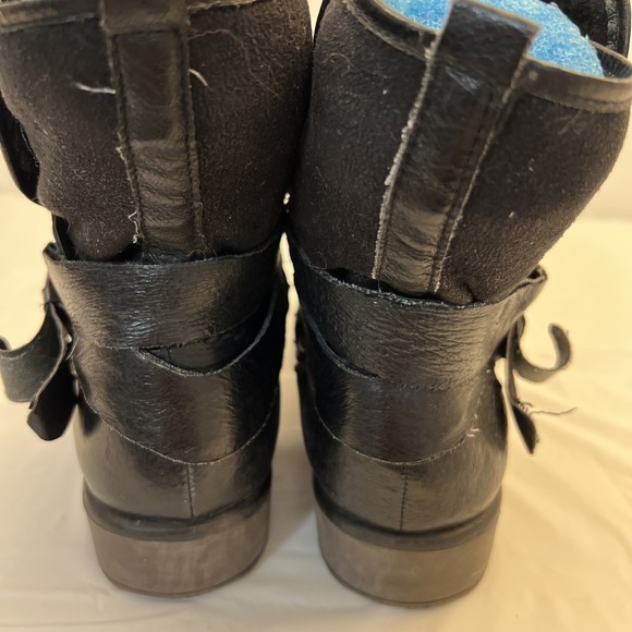 Baretraps Sutton Black Leather Side Zip Boots Moto Lined Ankle Womens Size 8.5M - Picture 5 of 11
